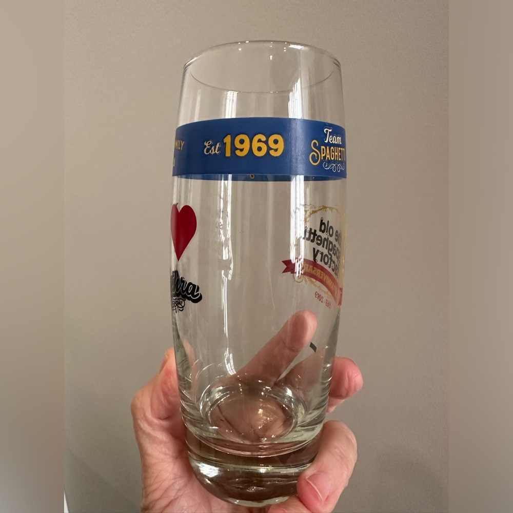 Vintage The Old Spaghetti Factory I Love Mizithra Drinking Glass 50th
